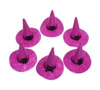 MALUGOGO 6 sombreros de bruja de Halloween de fieltro con elementos clásicos de Halloween, resistentes a la decoloración y cómodos al tacto, para decoración del hogar y accesorios de fiestas temáticas