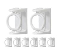 MALUGOGO 8 Piezas Soporte para Barra de Toalla, Soporte Adhesivo para Barra de Cortina, Anilla Giratoria, Abs, sin Taladro, Blanco, para Baño y Uso Doméstico