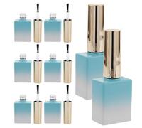 MALUGOGO 8 recipientes de esmalte de uñas de vidrio rellenables, botellas de esmalte de uñas de 3.1 x 1.2 x 0.8 pulgadas, diseño redondo de color degradado con aplicador de cepillo para salones