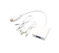 MALUGOGO Adaptador de vídeo a VGA con cable de alimentación de audio y USB, convertidor de vídeo completo para computadora, portátil, tablet, chip Ic integrado para una amplia compatibilidad, color