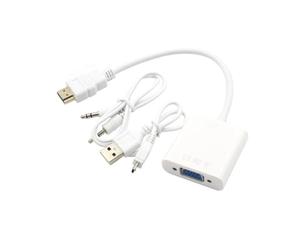 MALUGOGO Adaptador de vídeo a VGA con cable de alimentación de audio y USB, convertidor de vídeo completo para computadora, portátil, tablet, chip Ic integrado para una amplia compatibilidad, color