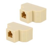MALUGOGO Adaptador Divisor Telefónico Rj11 3 Vías Macho a Hembra, 2 Piezas, Convertidor para Línea Fija, Enchufe Pared, Uso en Teléfono Fijo y Centralita Telefónica