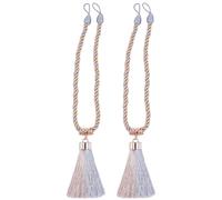 MALUGOGO Alzapaños para Cortinas Hechos a Mano Borlas de Poliéster y Plástico, Cuerda Trenzada Fina para Cortinas de Ventana en Dormitorio y Guardería, 1 Par