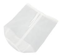 MALUGOGO Bolsa de filtro de malla de nailon para vino y té medicinal con cierre de cordón, práctico diseño resistente a fugas, adecuada para bebidas caseras, bolsa coladora de alimentos blanca de 20 x