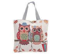 MALUGOGO Bolsa de lona de gran capacidad con patrón de búho nocturno, bolsa de hombro bordada de moda con dos métodos de transporte, portátil y elegante para picnic o ir