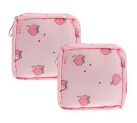 MALUGOGO Bolsa para Toallas Sanitarias y Tampones, Tamaño Pequeño, Diseño Portátil Rosa Durazno, 2 Piezas para Viaje y Almacenamiento Higiénico Femenino