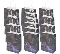 MALUGOGO Bolsas con gran artesanía y buena textura, 16 bolsas de papel de tamaño mediano con patrón de estrellas para cumpleaños y fiestas temáticas de estrellas, adecuadas y adultos