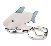 MALUGOGO Bolso de hombro de tiburón de dibujos animados para mujer, bolso cruzado de moda con patrón de animales, color blanco, bonito bolso de mano peculiar, adecuado para uso diario y viajes