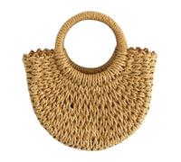MALUGOGO Bolso de mano marrón de gran capacidad con forma de media luna para mujer, para verano, playa, material sintético, elegante y único