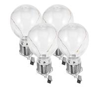 MALUGOGO Bombillas colgantes con forma de bombilla con 5 LED, 4 unidades, diseño de alambre de cobre alimentado por energía solar, bajo consumo de energía, luz blanca cálida plateada para decoración