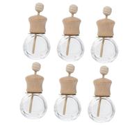 MALUGOGO Botellas difusoras de perfume pequeñas reutilizables de vidrio y madera, 6 piezas de 10 ml, clips difusores de aroma de coche para mantener el coche y fragante para aire acondicionado