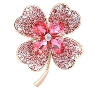 MALUGOGO Broche de Trébol de Cuatro Hojas Cristales de Imitación, Accesorio Ligero y Elegante para Mujeres, Adecuado para Accesorios de Vestido y Uso Diario