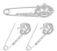 MALUGOGO Broches de Moda para Mujer 3 Piezas Cristales, Alfileres de Seguridad Plateados para Suéter y Cárdigan, Accesorios Elegantes para Ropa y Prendas de Vestir