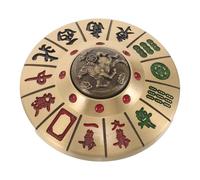 MALUGOGO Brújula de Latón Dorada Estilo Clásico Símbolos de Mahjong, Decoración para Escritorio U Oficina, Obsequio Original para Amigos y Jugadores de Mahjong