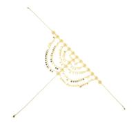 MALUGOGO Cadena de aleación de zinc dorado con elementos de borla y forma de moneda, delicada joyería étnica para la frente que mejora el encanto personal, para Halloween y fiestas