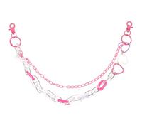 MALUGOGO Cadena de corazón punk rosa accesorio de metal acrílico elegante cadena para pantalones para mujer para complementar el armario y añadir personalidad