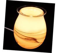 MALUGOGO Calentador eléctrico de cera de cristal con luz nocturna cálida para decoración del hogar, enchufe británico, textura premium, doble función como lámpara y difusor de aroma