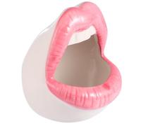 MALUGOGO Cenicero de Cerámica Rosa Diseño Creativo de Boca Grande, Resistente al Fuego y Práctico para Oficina o Decoración de Escritorio
