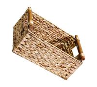 MALUGOGO Cesta de Ratán Tejida a Mano para Almacenamiento Decorativo Asas, Material Sintético Marrón, Base Plana Adecuado para Pan y Frutas en Escritorio o Dormitorio