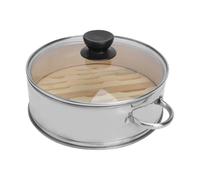 MALUGOGO Cesta de Vapor Multifuncional de Acero Inoxidable y Bambú Tapa, Vaporera Doméstica Práctica para Cocinar al Vapor Distribución Uniforme del Calor