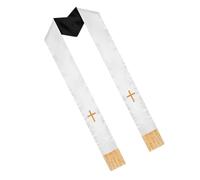 MALUGOGO Chal bordado de clero de boda, estola de sacerdote de doble cara con cruz y borlas, tela de satén, cómoda, reversible, elegante, para mujeres pastoras, servicios de boda