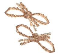 MALUGOGO Clip para Zapatos de Novia Adorno de Lazo Dorado, Resistente al Óxido y Fácil de Instalar, para Diversas Ocasiones y Tacones