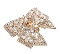 MALUGOGO Clips para Zapatos de Tacón de Salón Lazo Dorado y Pedrería de Metal, Resistentes al Desvanecimiento, Ideales para Bodas y Ocasiones Obsequios