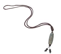 MALUGOGO Collar con colgante de budismo tibetano con cuentas de ágata Dzi, bendición versátil para seguridad y salud, elegante collar de estilo étnico para mujer, adecuado para producciones escénicas