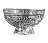 MALUGOGO Cuenco de Adoración Budista Vintage de Plata Tibetana Diseño Dragón y Fénix, Adecuado para Templos Budistas y Decoración del Hogar