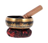 MALUGOGO Cuenco Tibetano para Meditación Mazo de Madera y Cojín de Algodón, Instrumento Portátil para Relajación y Decoración del Hogar Color Aleatorio