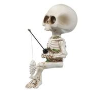 MALUGOGO Delicada estatua de calavera de resina para jardín, escultura de paisaje al aire libre, resistente a la intemperie, adorno de calavera para césped, villa y decoración de Halloween