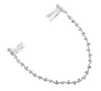 MALUGOGO Delicado peine de cadena plateada con diamantes de imitación, decoración para el cabello, elegante y romántica aleación de zinc, accesorio para fotos para novia, ocasiones especiales
