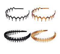 MALUGOGO Diadema de pelo simple con ramas retro que no daña el cabello ni el cuero cabelludo, 4 piezas para mujeres, diademas de plástico antideslizantes para fiestas y compromisos