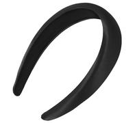 MALUGOGO Diadema Negra de Satén Ligera Esponja Acolchada para Mujer, Banda Ancha de Tejido Cómoda para Uso Diario y Cumpleaños