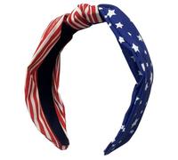 MALUGOGO Diademas anchas anudadas para el Día de la Independencia, diadema trenzada de 5.5 x 5.5 x 2.75 pulgadas, tela versátil y cómoda, para mujer, elegante decoración para fiestas