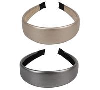 MALUGOGO Diademas de ala ancha sin esponja, diseño vintage elegante, 2 piezas para mujer, material cómodo de piel sintética para uso diario y despedidas de soltera