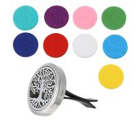 MALUGOGO Difusor hueco para coche, clip de aromaterapia de acero inoxidable con diseño natural y 9 almohadillas de repuesto para armario de color y baño