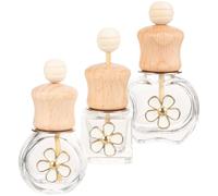 MALUGOGO Difusores de Aire para Coche Botella de Perfume Transparente, Diseño Delicado de Vidrio y Madera, Paquete de 3 Piezas para Celebracion Verano y Decoración Interior