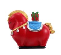 MALUGOGO Dispensador de palillos de dientes en forma de caballo con tapa, figura decorativa roja de Feng Shui para mesa de comedor, soporte para palillos de dientes de cocina para uso doméstico y de