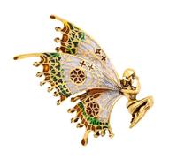 MALUGOGO Elegante broche de aleación con alas de mariposa de diamantes de imitación, elegante pin de pecho de mujer para decoración de ropa, accesorio para chaquetas y abrigos