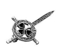 MALUGOGO Elegante broche de aleación en forma de espada para chaquetas y ropa, accesorio de moda retro con acabado plateado y decoración para trajes elegantes