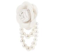 MALUGOGO Elegante broche de flores de camelia blanca para decoración de ropa de mujer con material de tela de perlas, para sombrero y pañuelos, accesorios en fiestas de cumpleaños y atuendos