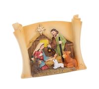 MALUGOGO Estatua de resina hecha a mano con el pequeño Jesús para decoración de Navidad católica, adorno de mesa para interiores con figuras realistas del nacimiento de Jesús