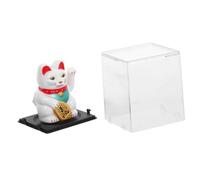 MALUGOGO Figura de gato Maneki Neko agitando energía solar, decoración compacta de Feng Shui de la suerte con brazo móvil para salpicadero de coche, oficina en casa, prosperidad y exhibición de