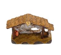 MALUGOGO Figura de resina de Navidad para escritorio, decoración religiosa cristiana para mesa de Navidad, hecha a mano, escena de la sagrada familia para el hogar festivo y