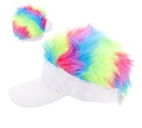 MALUGOGO Gorra de béisbol blanca ajustable de algodón con peluca para golf y deportes, elegante y práctica gorra para cumpleaños o día del padre, se adapta a circunferencia de cabeza de 56-60 cm