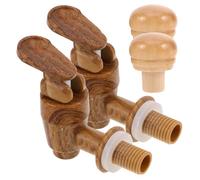 MALUGOGO Grifo Práctico para Barril de Vino y Tapones de Corcho de Madera, 2 Juegos (2 Grifos de Plástico Acabado Madera 2 Tapones para Barrica), Accesorio Resistente para Cubo de Vino