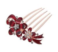 MALUGOGO Hair Chic - Diamantes de imitación para boda, aleación y zinc, accesorios elegantes, peines laterales con clips rojos para un excelente diseño de mano de obra, novia, mujer y novia