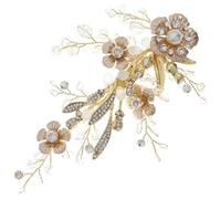 MALUGOGO Horquilla de flor dorada para novia y flor, aleación de zinc y material de diamantes de imitación, diseño delicado, no se rompe ni se decolora fácilmente, accesorio para el pelo de boda