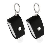 MALUGOGO Juego de 2 Botellas de Perfume Rellenable Funda Protectora de Pu Negra, Diseño Compacto Anillo para Llavero, Capacidad 30ml para Almacenar Cosméticos